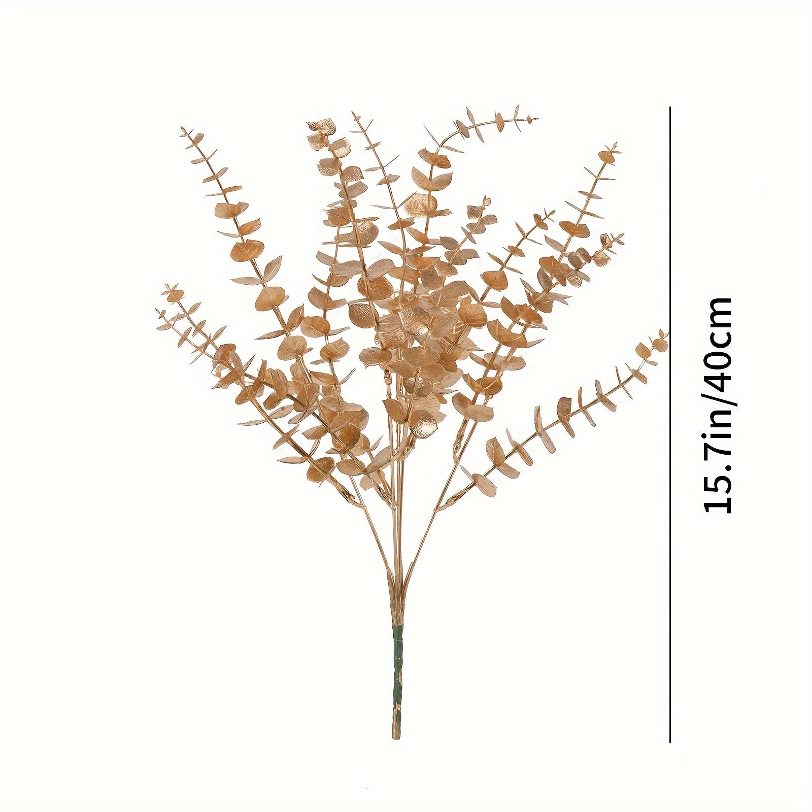 1pc/6pcs, Golden Artificial Eucalyptus Leaves, Simulated Eucalyptus Branches And Golden Flowers, Real Touch Plastic Golden Plants, Suitable For Home Arrangement Desktop Centerpiece Christmas Decoration, Autumn DecorationThanksgivingHalloweenChristmas