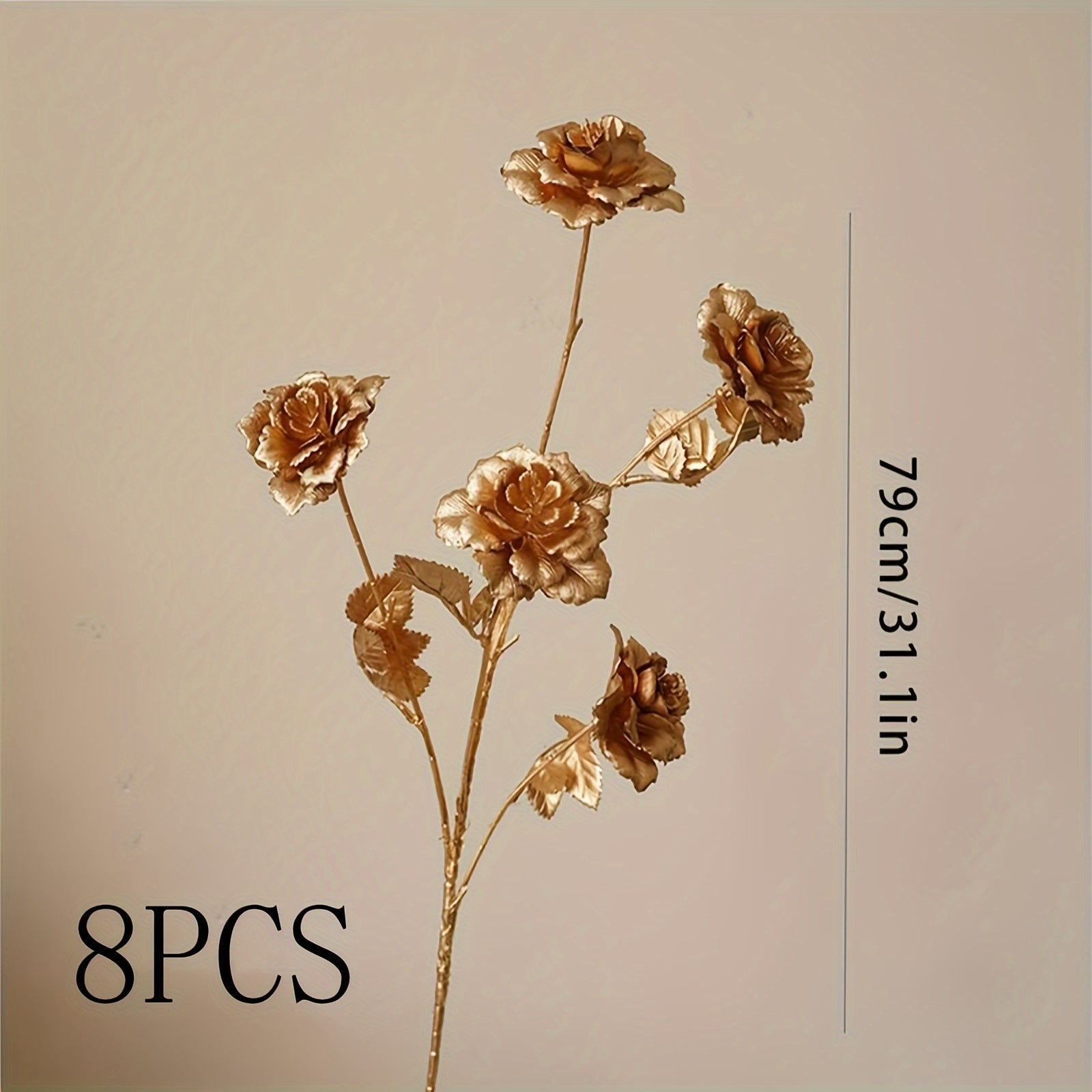 4/8pcs Golden Artificial Hydrangea Flowers, Plastic Faux Plant Stems for Vase, Home Garden Wedding Party Decor, All-Season Spring Tabletop Decoration, Ideal for Christmas, Halloween, Easter, Valentine&