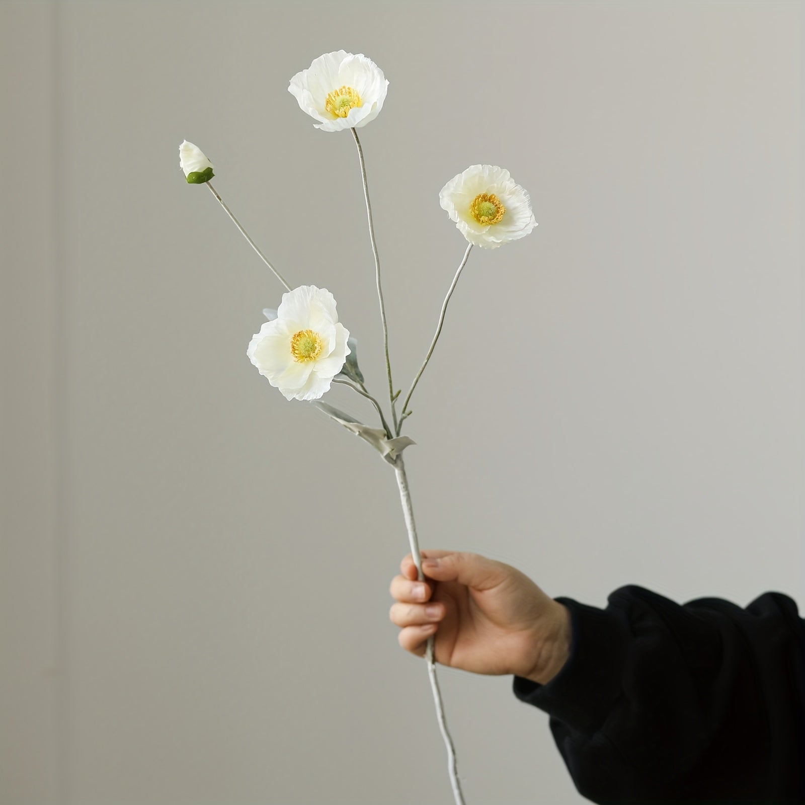 Boho Style Artificial Poppy Swags - 2pc 23" Faux Corn Poppy Stems, Silk Flower Bouquets for Home Decor, Dining Table Centerpieces, Wedding Party, Thanksgiving Fall Decorations