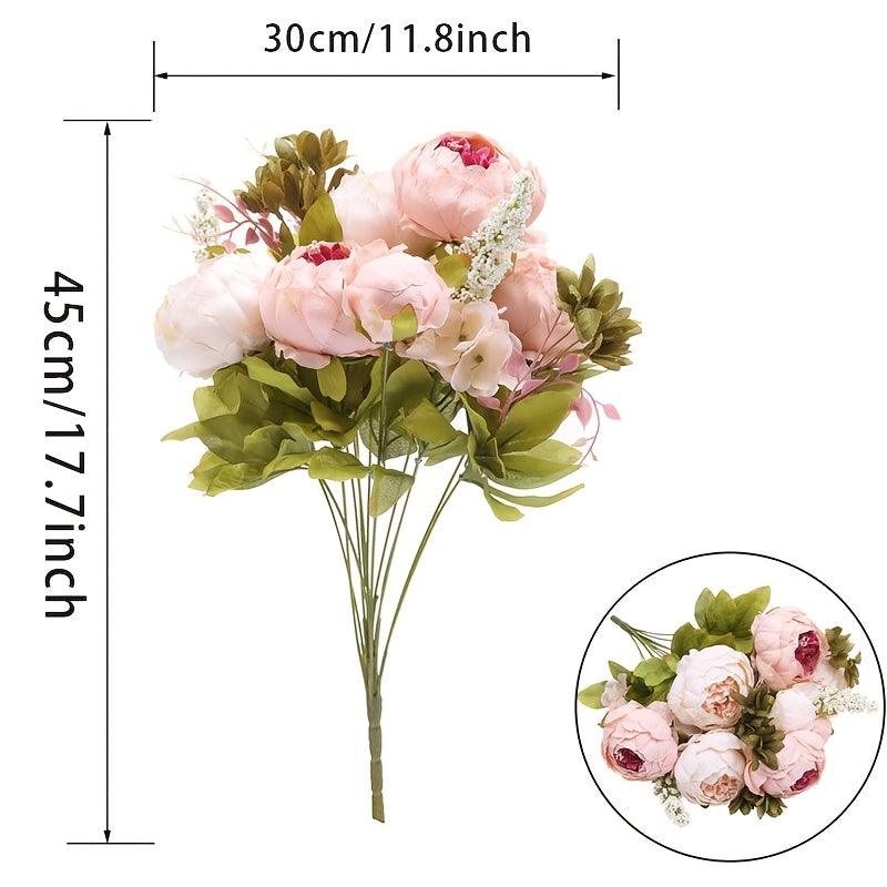 Duovlo Artificial Peony Silk Flowers, Versatile Plastic Faux Peonies for Home Decor, Tabletop Display with No Container Included for Wedding, Thanksgiving, Christmas, Easter, Mother&