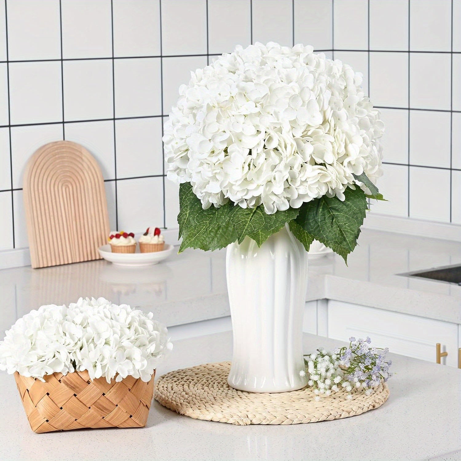 20" Silk Hydrangea Artificial Flower - Perfect for Weddings, Engagements, Home & Office Decor | No Vase Included | Ideal for Outdoor Events, Christmas, Valentine&