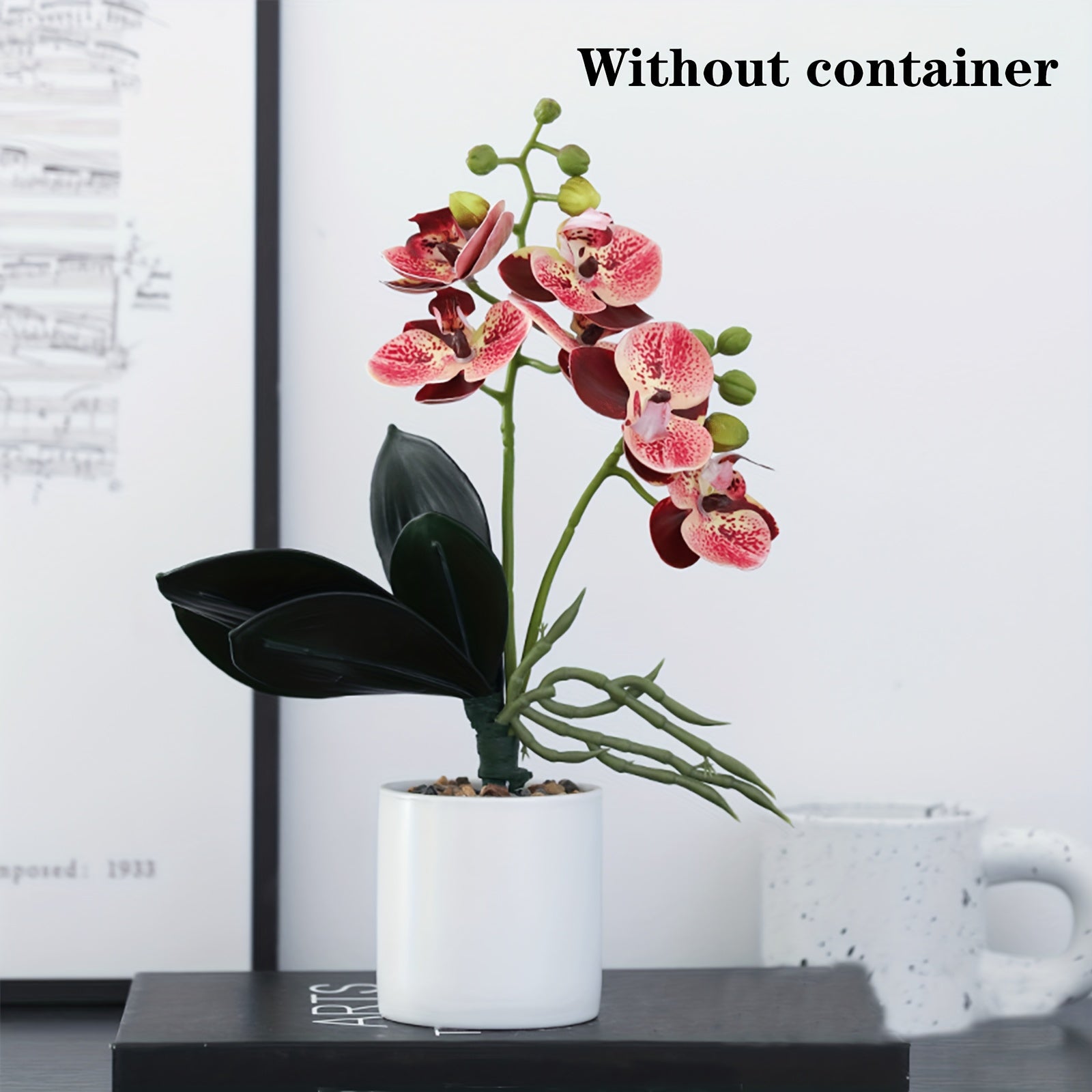 Elegant Artificial Phalaenopsis Orchid Bonsai - Perfect for Home & Office Decor, Spring/Summer Room Accent, Wedding Centerpiece (Pot Not Included)