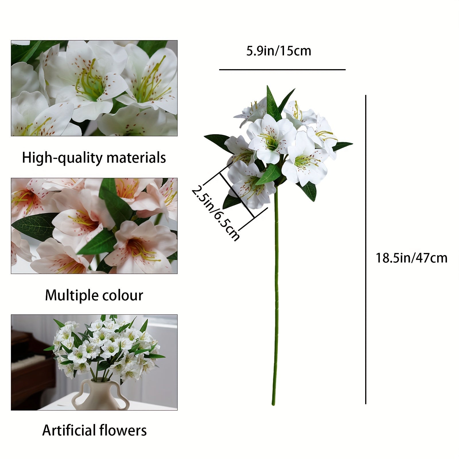 1/5pcs Artificial White Easter Lily Flowers, Fabric Fake Tiger Lily for Spring Wedding Table Centerpiece, Freestanding Home Decoration, No Vase, Ideal for Christmas, Father&