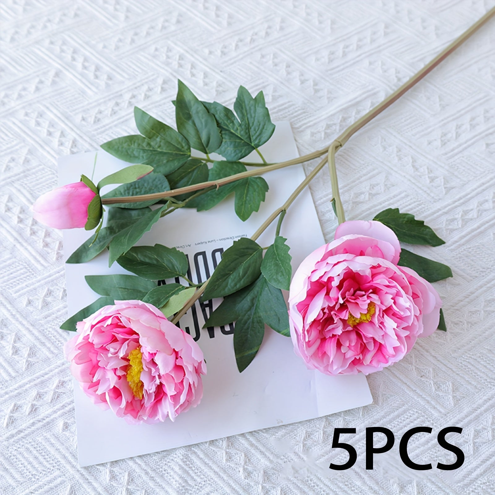 2/5 Bundles Lifelike Artificial Peony Silk Flowers, Spring Faux Peonies for Wedding, Party, Home Decor, Living Room, Office, Seasonal Decoration - Plastic, Reunion, Tabletop, No Container, Electricity-Free