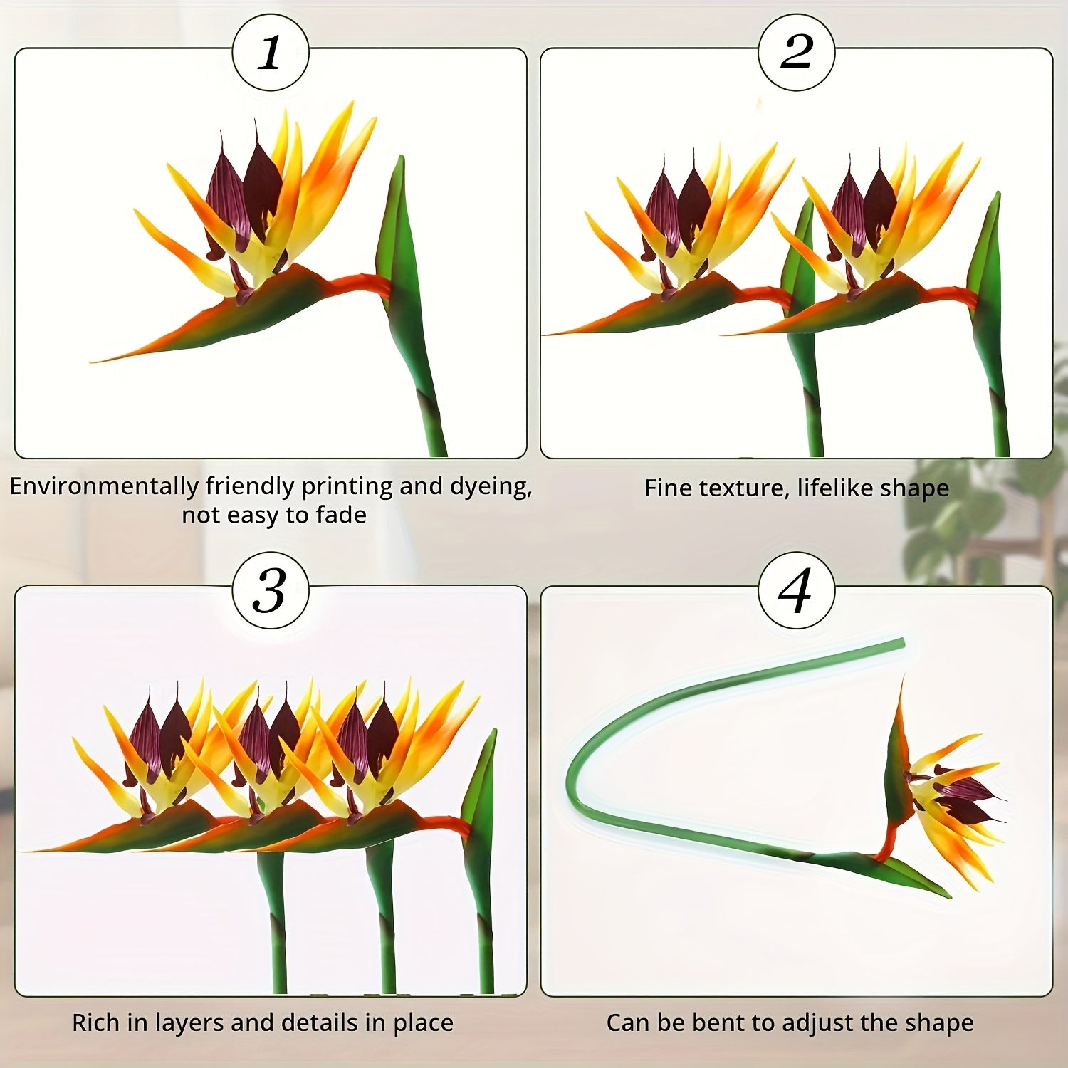 1pc Boho Style Artificial Bird of Paradise Flowers, Plastic Floral Swags, for Home Office Wedding Centerpiece, Spring Autumn Table Decor, Halloween Thanksgiving Christmas Easter Holiday Decorations