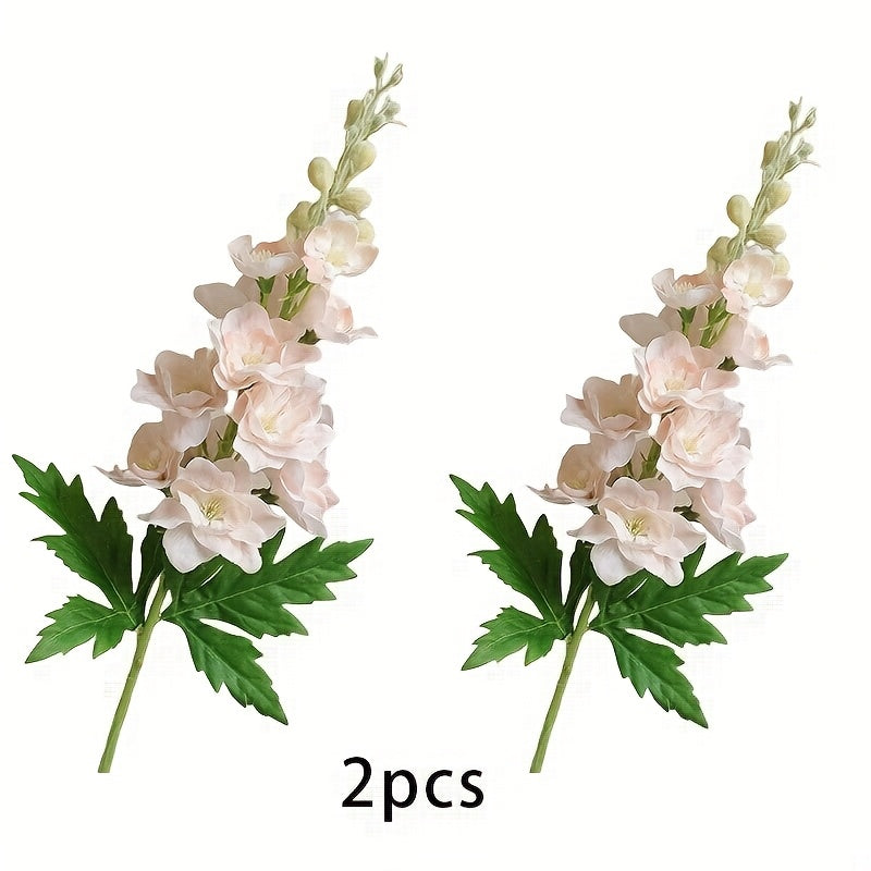 2pcs Silk Larkspur & Snapdragon Artificial Flowers - Long Stem Faux Delphinium for Home, Office, Garden, Wedding Decor - Versatile Indoor/Outdoor Vase Arrangement