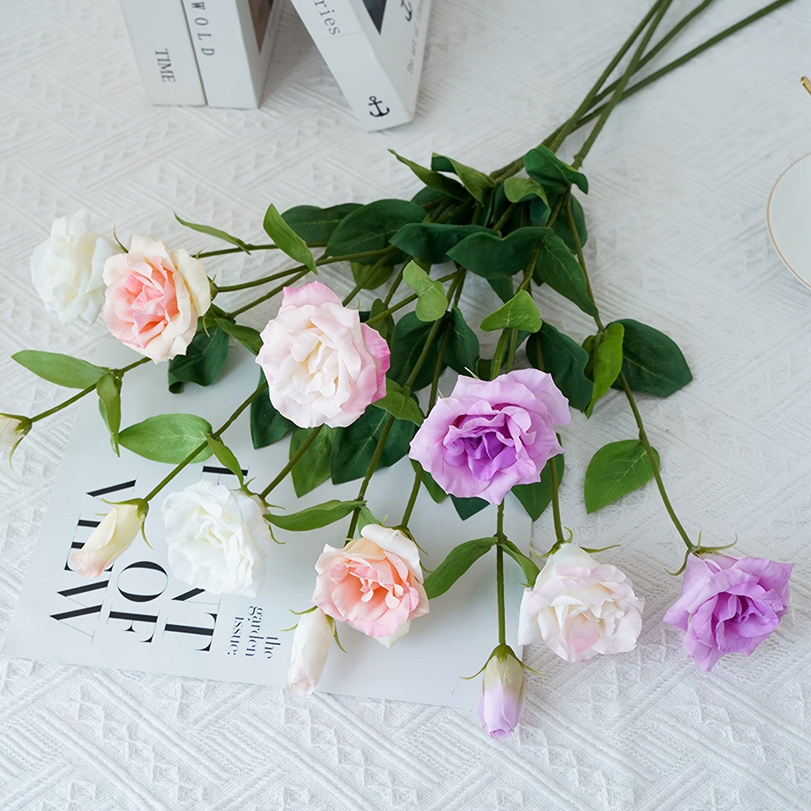 3/6 Stems Artificial Bellflower Bouquet, Real Touch Durable Plastic Flowers for Home Decor, Wedding, Party Centerpiece, Father&