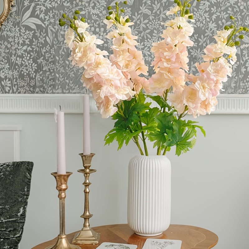 3pcs Fake Flowers Artificial Flowers Silk Flowers Larkspur Artificial Flowers Long Stem Flowers for Tall Vase Home Wedding Party Decor