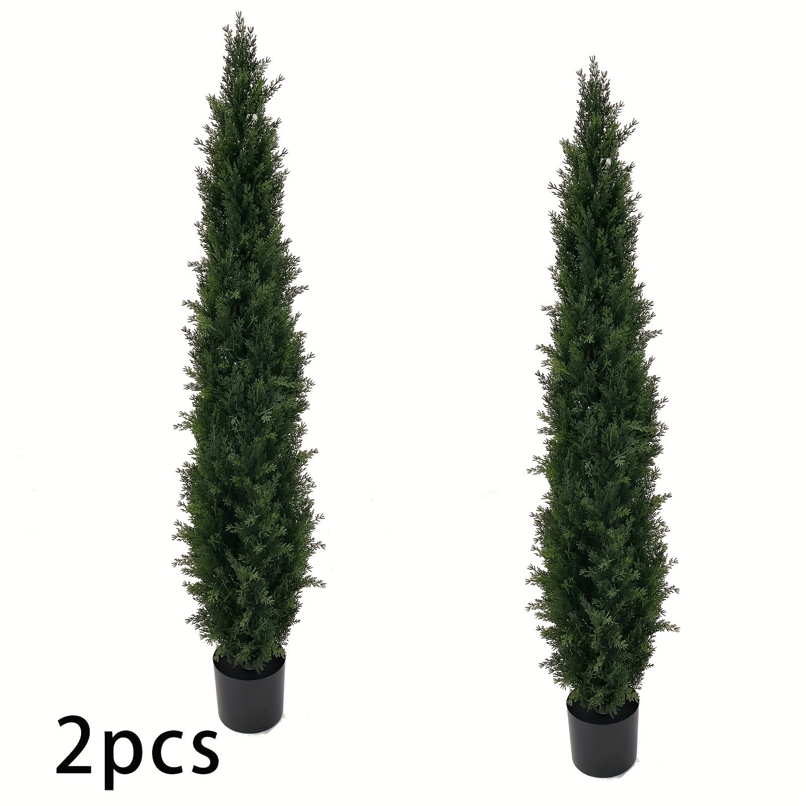 2pcs Artificial Boxwood & Cypress Trees - 3ft/4ft/5ft, Perfect for Home & Office Decor, Indoor/Outdoor Use/cemetery, Faux Greenery with Leaves and Cement-Filled Plastic Pots