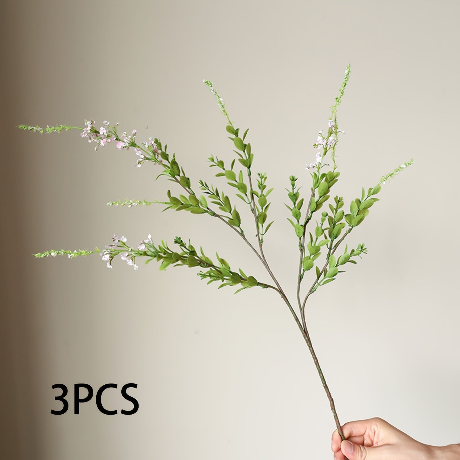 3/5pcs Boho Style Artificial Sage Green Plants - Versatile Plastic Floral Decor for Home, Garden, Wedding, Valentine&