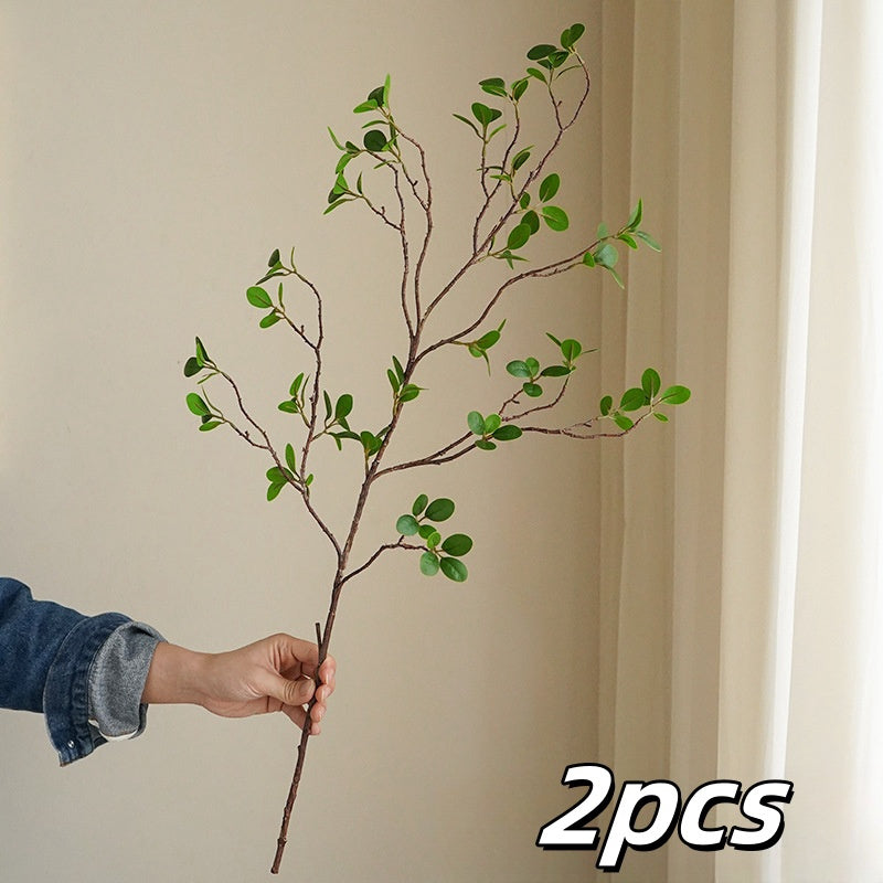 2pcs Lifelike Artificial Ficus Branches - Versatile Green Eucalyptus Stems for Home, Office, Wedding Decor & Vase Fillers - Perfect for Spring & Summer