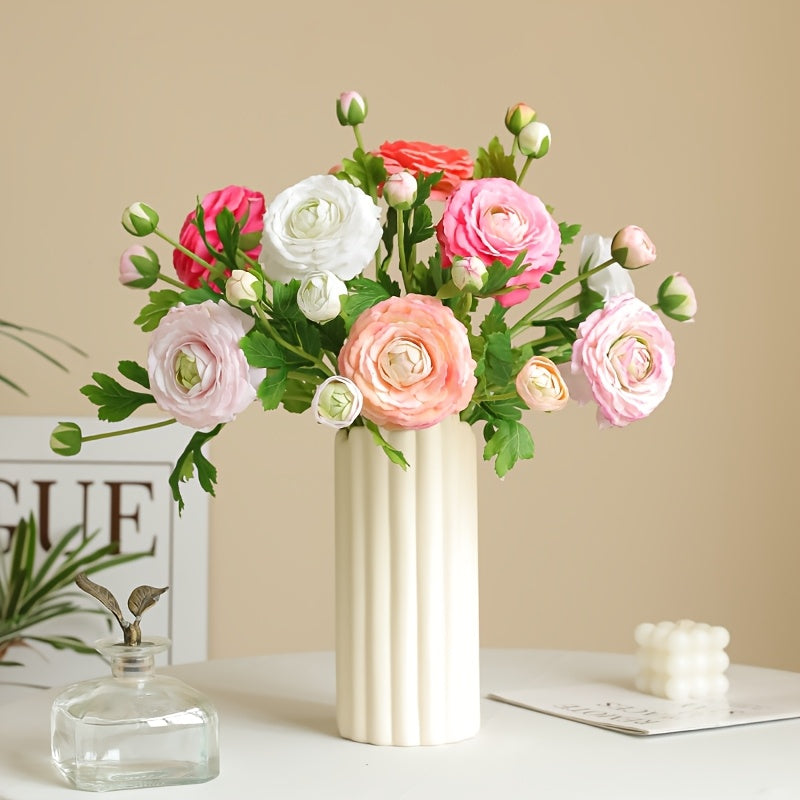 2pcs Boho Chic 3-Head for Lotus & Tea Rose Artificial Flowers - Perfect for Weddings, Home & Garden Decor, Photography Props | Ideal for Christmas, Valentine&
