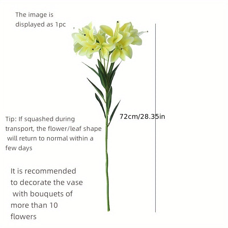 1pc Luxurious Silk Lily Bouquet with 10 Blooms - Perfect for DIY Wedding Decor, Bridal Showers, Easter & Birthday Parties - Durable Faux Floral Arrangement