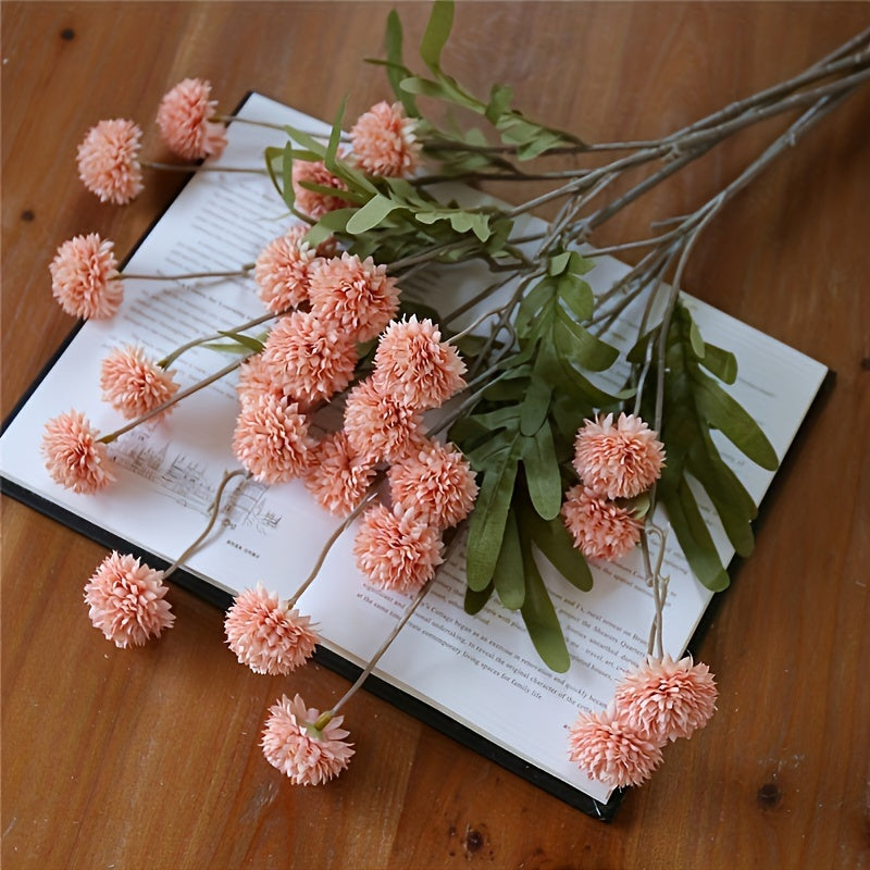 3pcs Boho Chic Artificial Chrysanthemum Flower Stems - Plastic Faux Floral Swags for Wedding, Christmas, Home Decor, Seasonal Harvest, Thanksgiving, Halloween, Valentine&