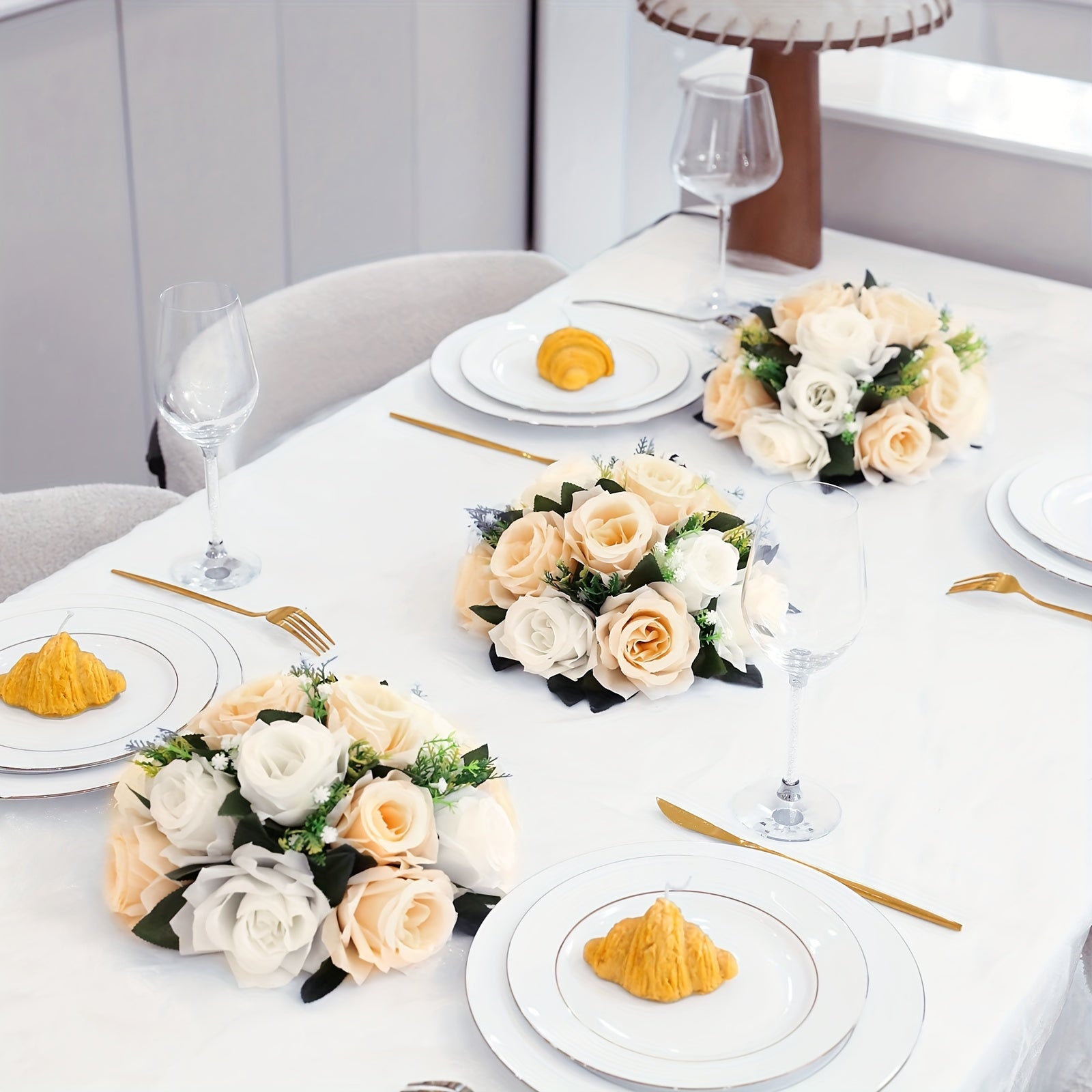 Elegant Artificial Rose Flower Ball - Perfect for Centerpieces, Weddings & Home Decor | Versatile Silk Roses for Parties, Valentine&