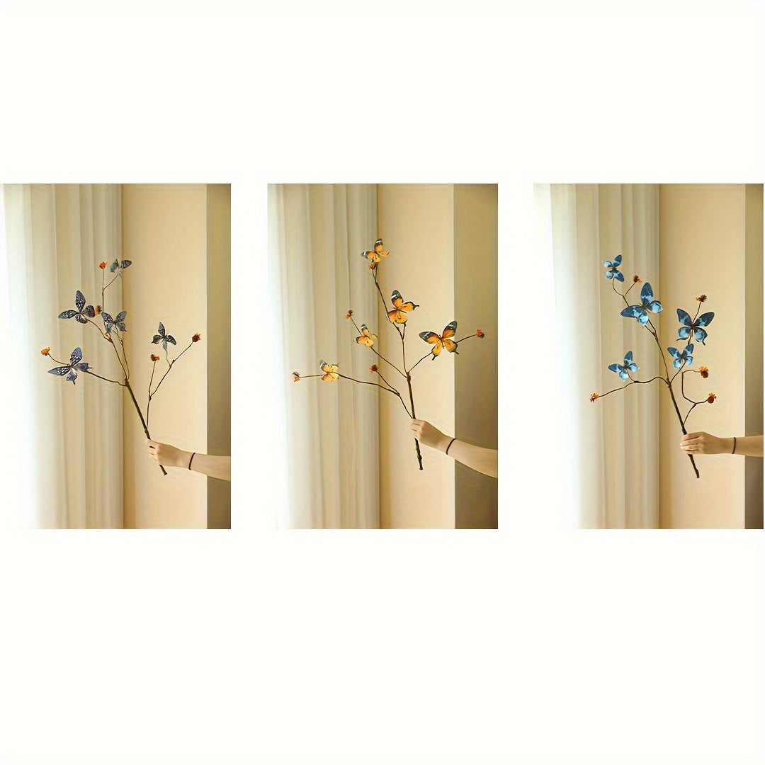 1pc Artificial Flower Dead Branch Butterfly Home Desktop Decoration Flower Ornament
