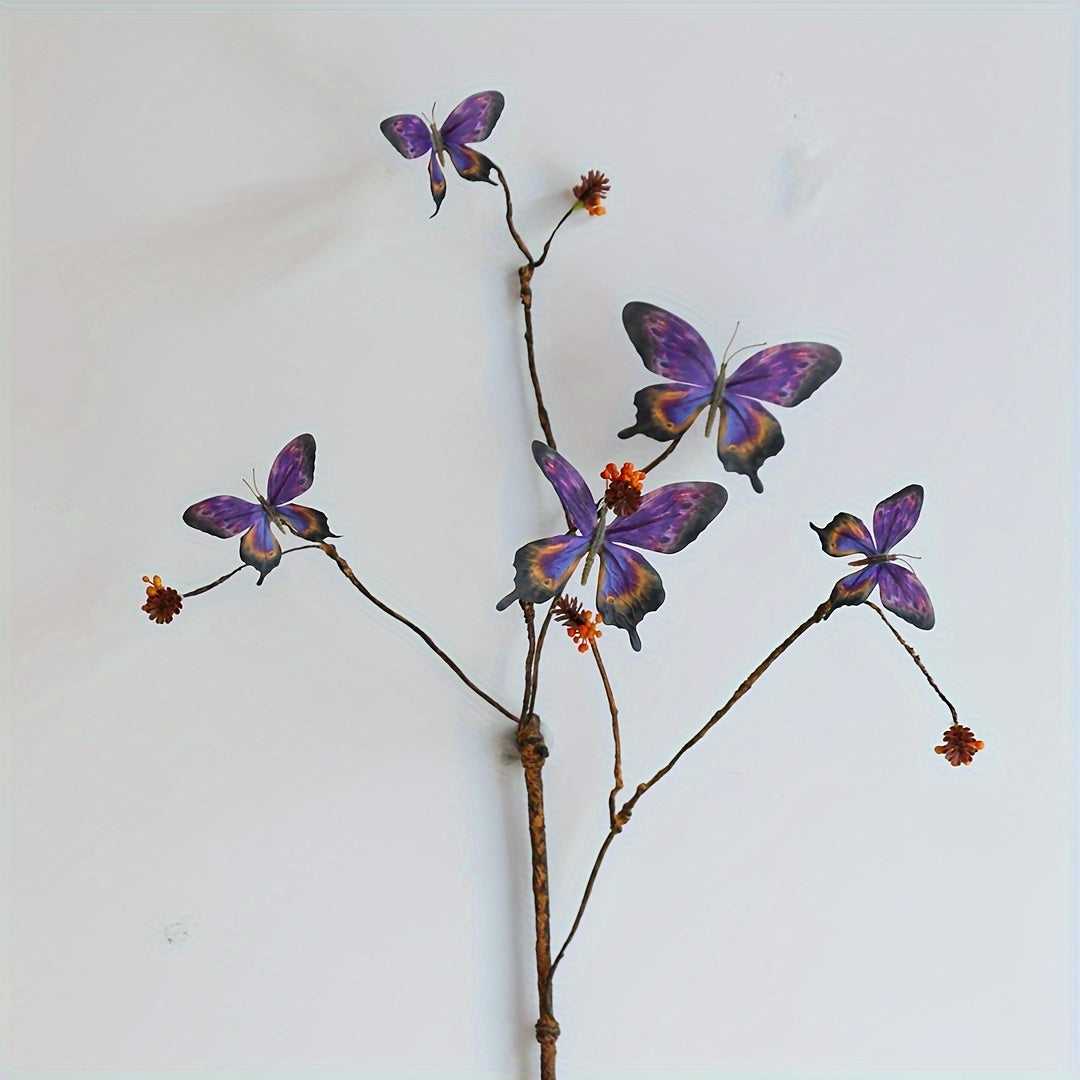 1pc Artificial Flower Dead Branch Butterfly Home Desktop Decoration Flower Ornament