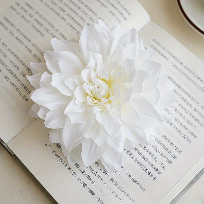 10pcs Artificial Dahlia Flowers, 5in/6in Simulated Flowers Fake Flowers Silk Flowers DIY Handmade Wreath Material Wedding Decoration Father&