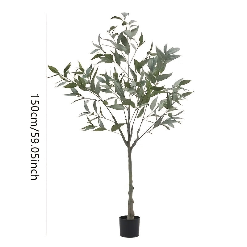 1pc Eucalyptus Tree - Tall Faux Potted Plant for Home Office Decor, Silk Artificial Greenery, Plastic Nursery Pot, Versatile for New Year, Housewarming, Bachelorette, Cocktail Party, Ball, Christmas, Easter, Hanukkah, Thanksgiving, June Celebrations