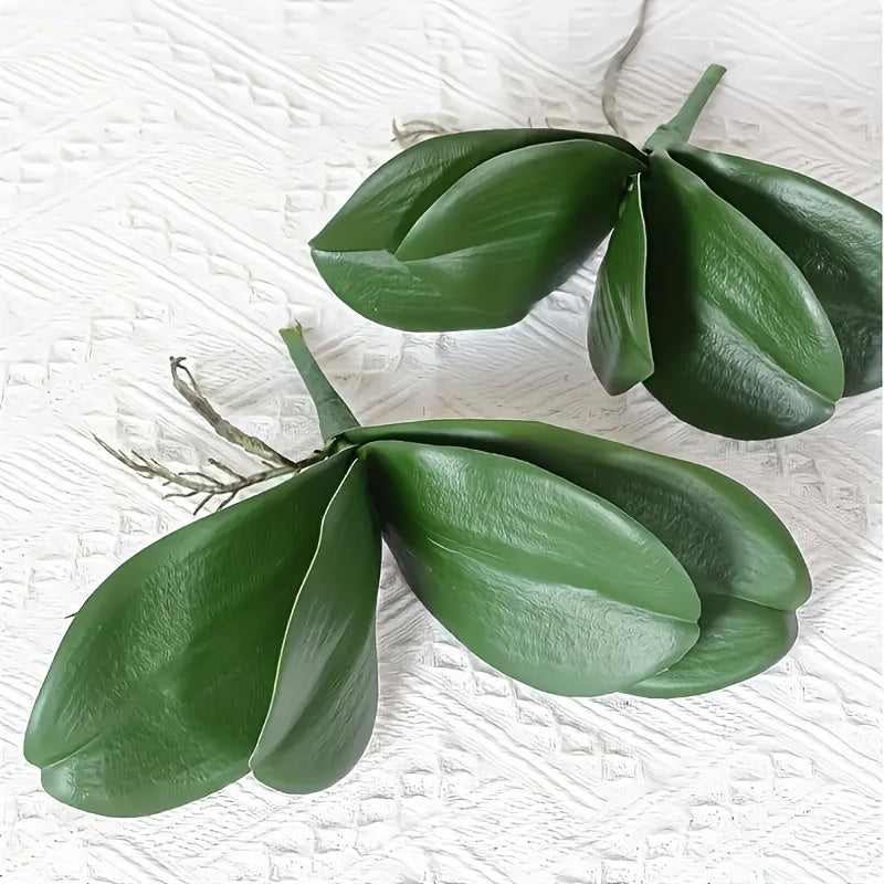 2pcs Lifelike Artificial Phalaenopsis Leaves - Perfect for Home & Garden Decor, Weddings, Engagements | Resin Orchid Greenery for Tabletop Display