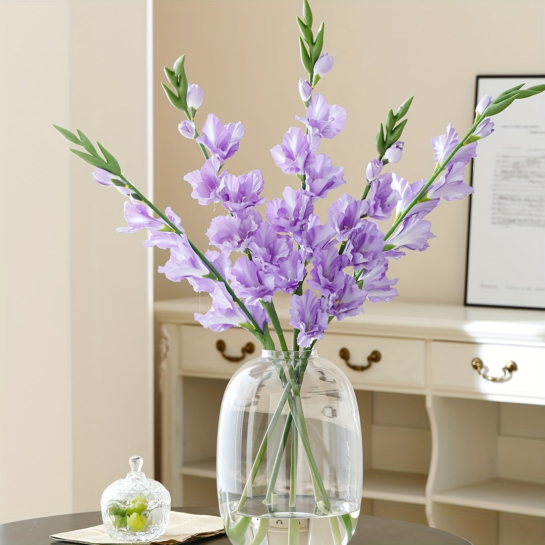 1pc, Artificial Gladiolus Bush Flowers, 32.6 In Artificial Silk Flower Bouquet, Flower Arrangement Artificial Centerpiece, Wedding Bride Engagement Birthday Anniversary Party Supplies, Outdoor Garden Patio Decoration, Home Decoration, Room Decoration