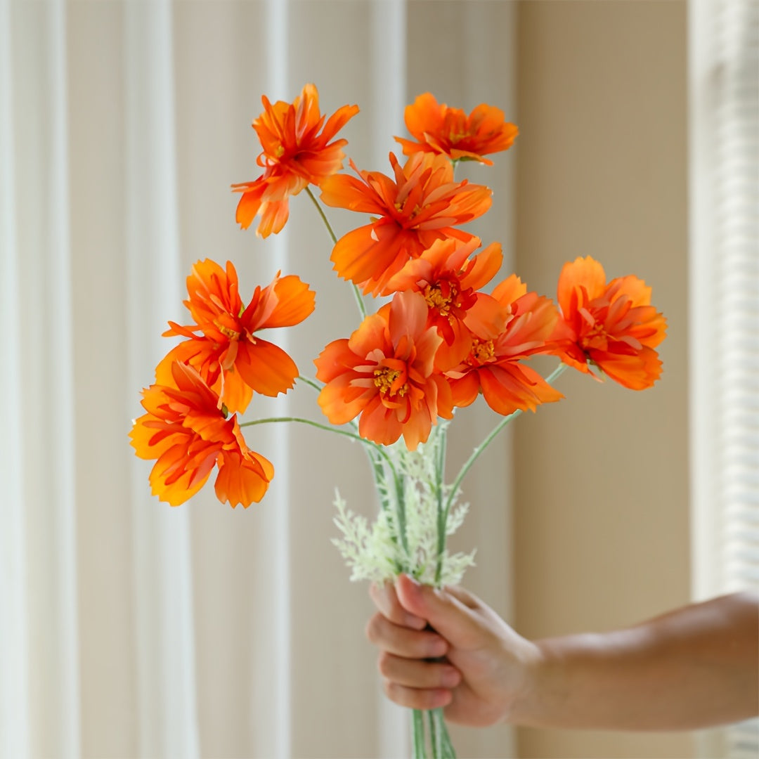 3pcs, Artificial Flowers, Cosmos Bipinnatus Spring Decoration, Small Daisies Cosmos, Artificial Flowers Chamomile, Silk Cloth Fake Flowers, Yard Decorations, Yard Supplies, Party Decorations, Holiday Supplies, Holiday Arrangements, Garden Decorations