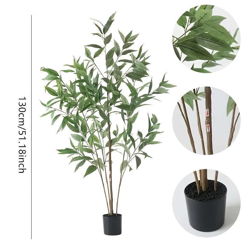 1pc Eucalyptus Tree - Tall Faux Potted Plant for Home Office Decor, Silk Artificial Greenery, Plastic Nursery Pot, Versatile for New Year, Housewarming, Bachelorette, Cocktail Party, Ball, Christmas, Easter, Hanukkah, Thanksgiving, June Celebrations