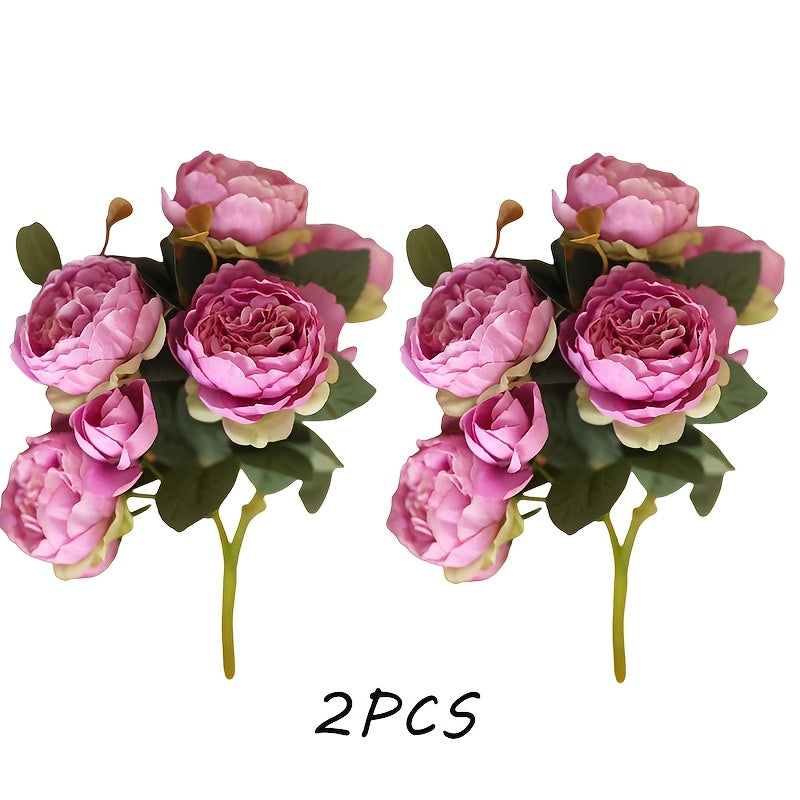 2pcs Lifelike Peony Artificial Flowers - 5 Blooms Each, Perfect for Weddings, Engagements & Home Decor, Best for Christmas, Perfect for Thanksgiving