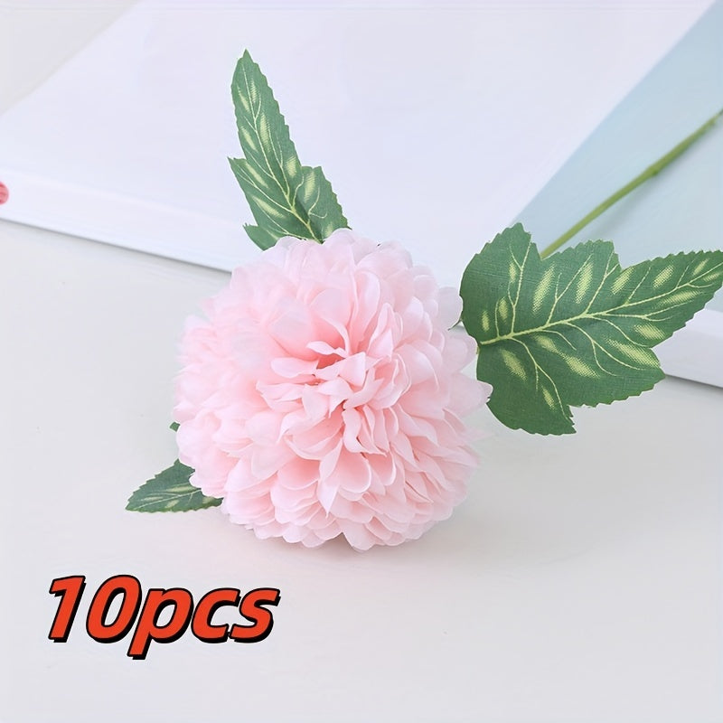 10pcs Boho Style 12in Orange Chrysanthemum Artificial Flowers - Silk Faux Autumn Mums for Home Decor, Fall Farmhouse Wedding Bouquets, Table Centerpieces, Christmas, Halloween, Thanksgiving, Valentine&