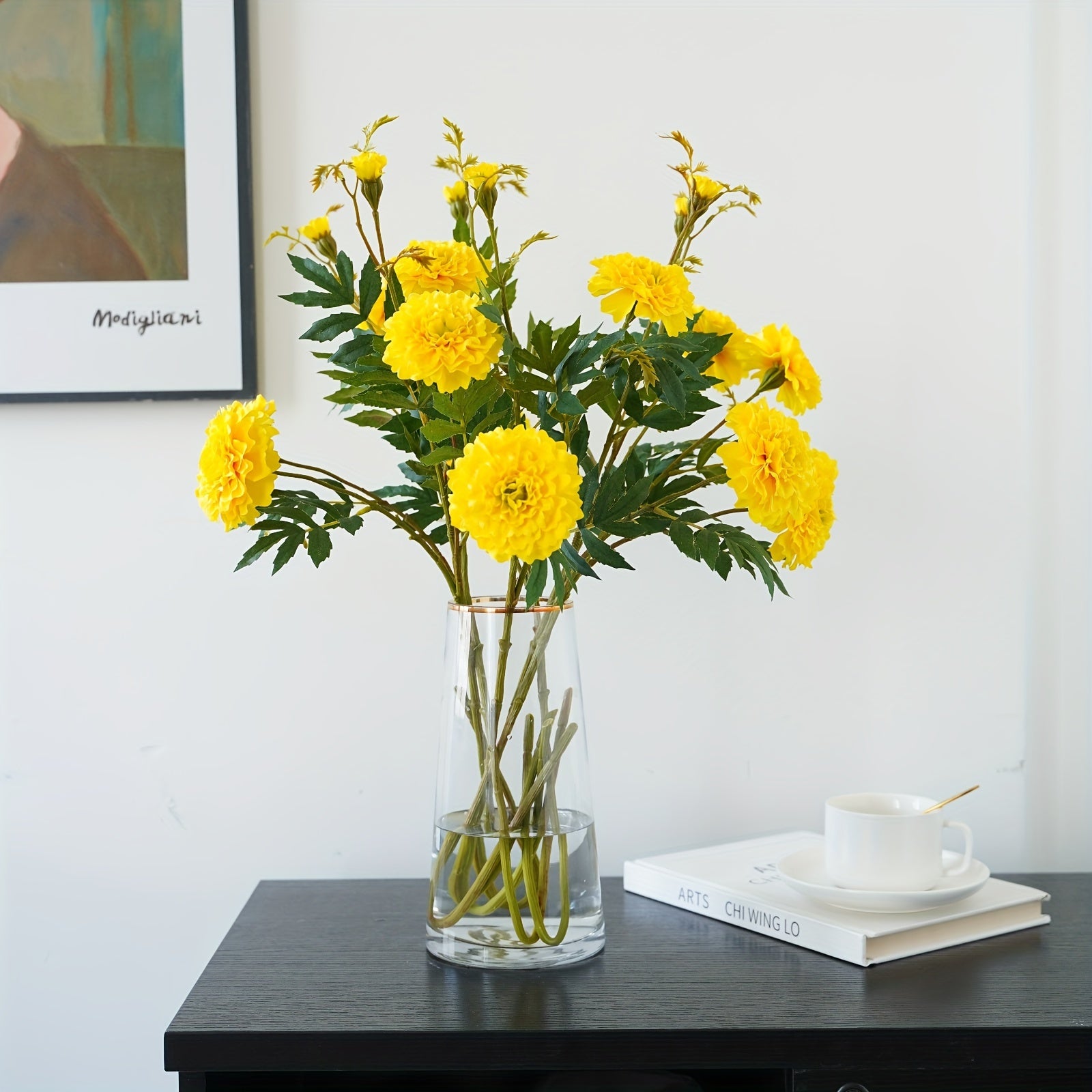 2pc, Artificial Calendula, Garden Home Decoration Artificial Flowers Wholesale Wedding Photo Props, Happiness Autumn Thanksgiving Halloween Harvest Festival, Home Decor, Aesthetic Living Room Decor