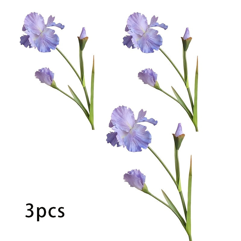 3pcs Lifelike Artificial Iris Flowers with Long Stems (31.1&
