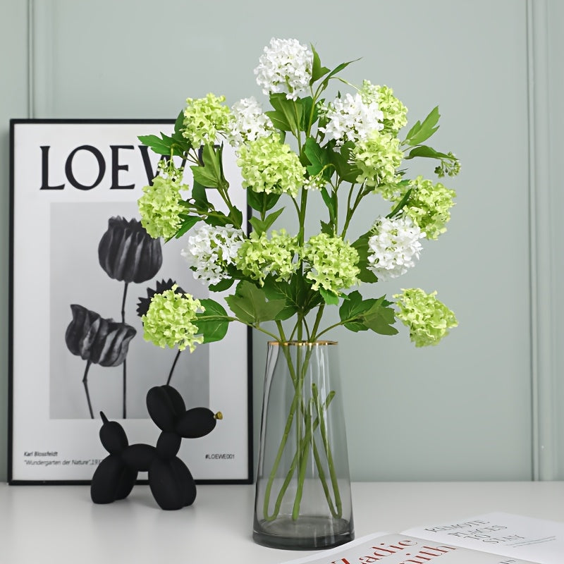 2pcs Elegant Artificial Hydrangea Flowers - 5-Head Faux Snowball Bouquets for Home & Wedding Decor, Perfect for Thanksgiving, Christmas, Valentine&