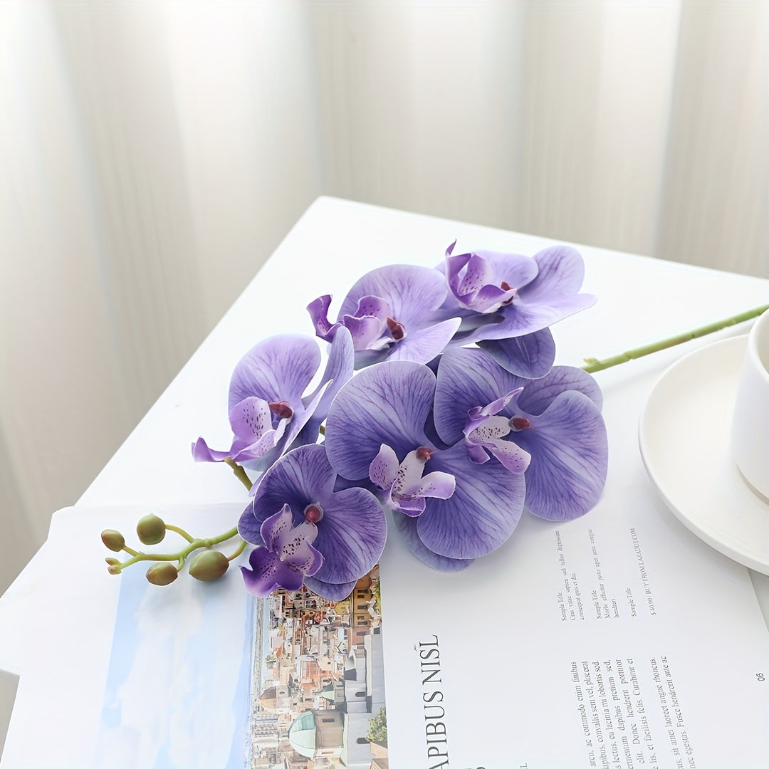 1pc, Artificial 7 Heads Phalaenopsis, Fake Flowers, Fake Orchid For Home Wedding Party DIY Decoration Valentine&