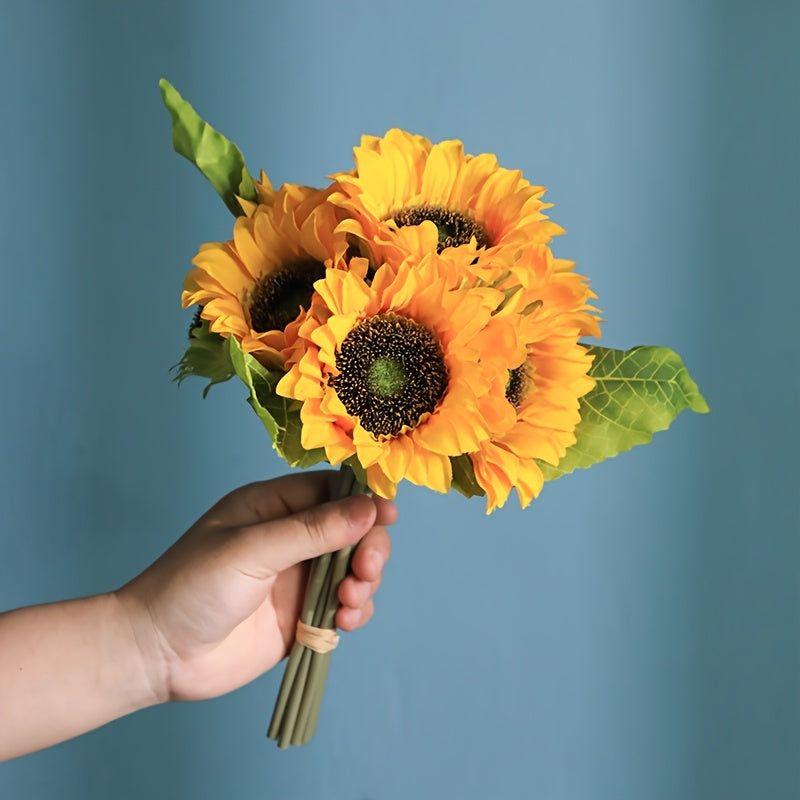 9 Head Sunflower Bouquet Artificial Flowers - Perfect for Home Decor, Weddings, and Festive Occasions