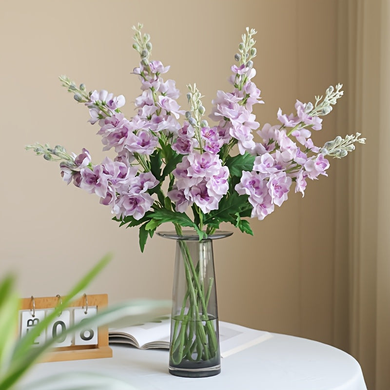 2pcs Silk Larkspur & Snapdragon Artificial Flowers - Long Stem Faux Delphinium for Home, Office, Garden, Wedding Decor - Versatile Indoor/Outdoor Vase Arrangement