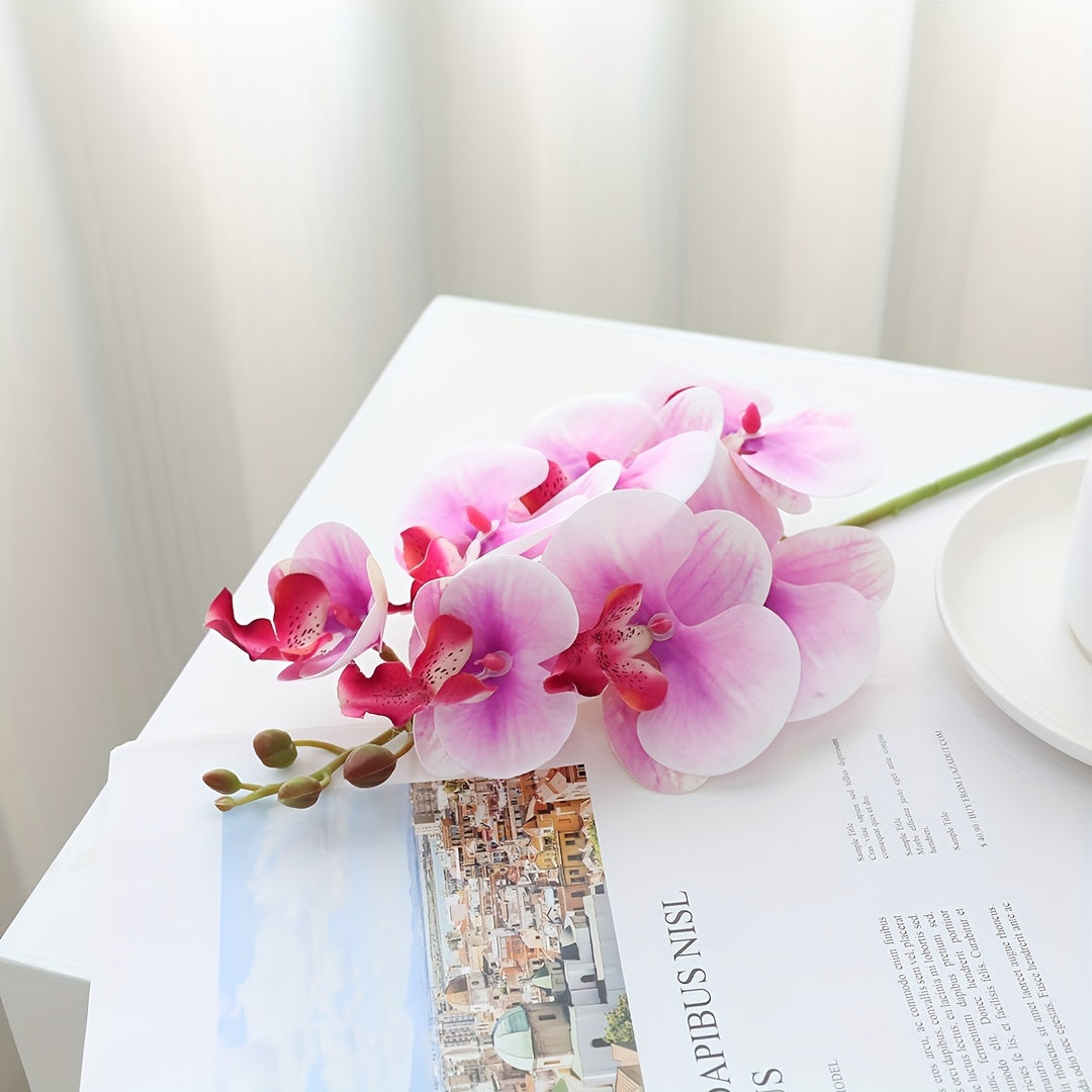 1pc, Artificial 7 Heads Phalaenopsis, Fake Flowers, Fake Orchid For Home Wedding Party DIY Decoration Valentine&