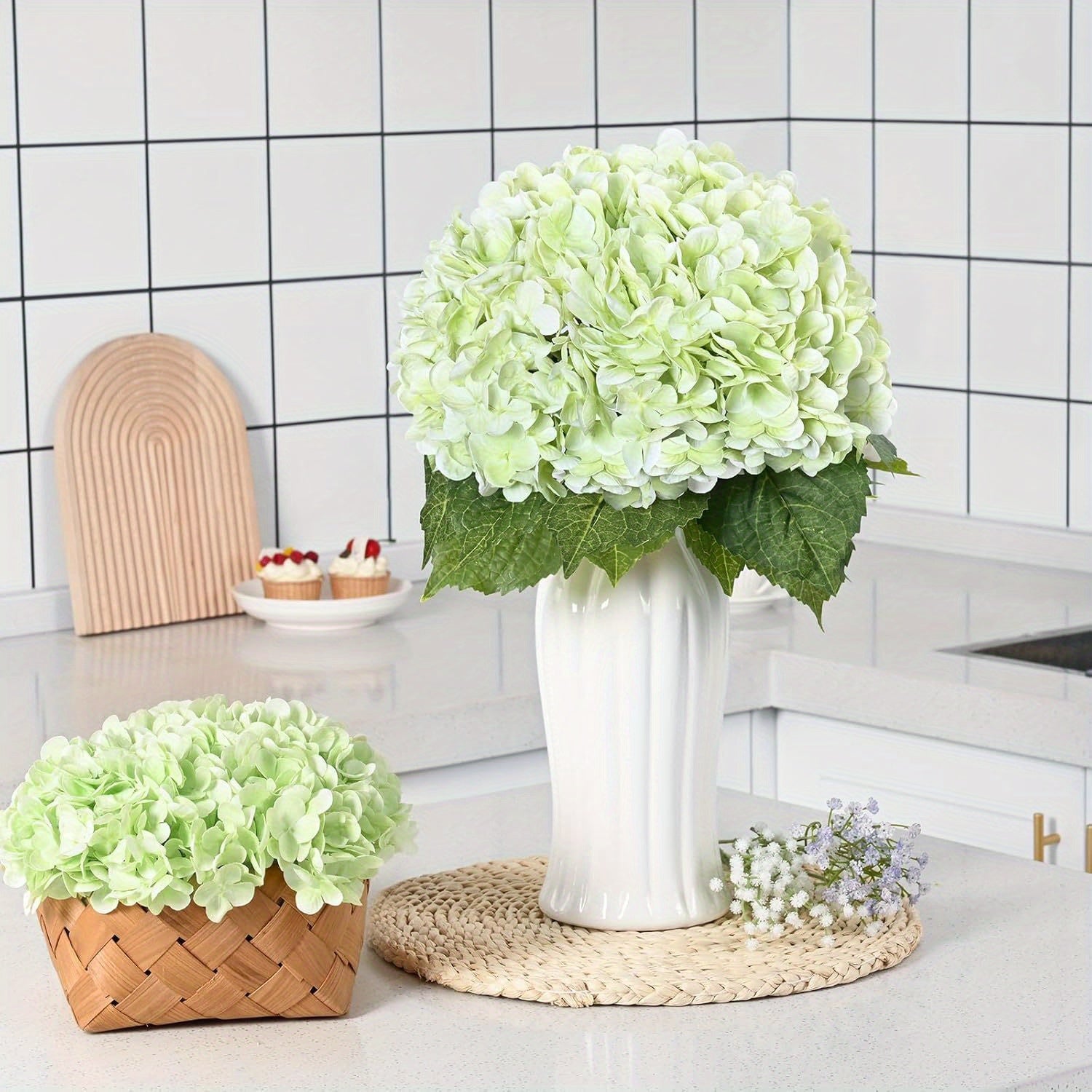 20" Silk Hydrangea Artificial Flower - Perfect for Weddings, Engagements, Home & Office Decor | No Vase Included | Ideal for Outdoor Events, Christmas, Valentine&