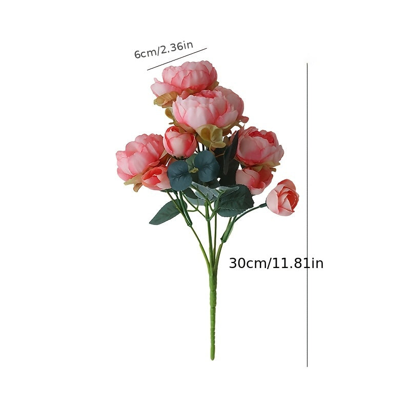 2pcs Lifelike Peony Artificial Flowers - 5 Blooms Each, Perfect for Weddings, Engagements & Home Decor, Best for Christmas, Perfect for Thanksgiving