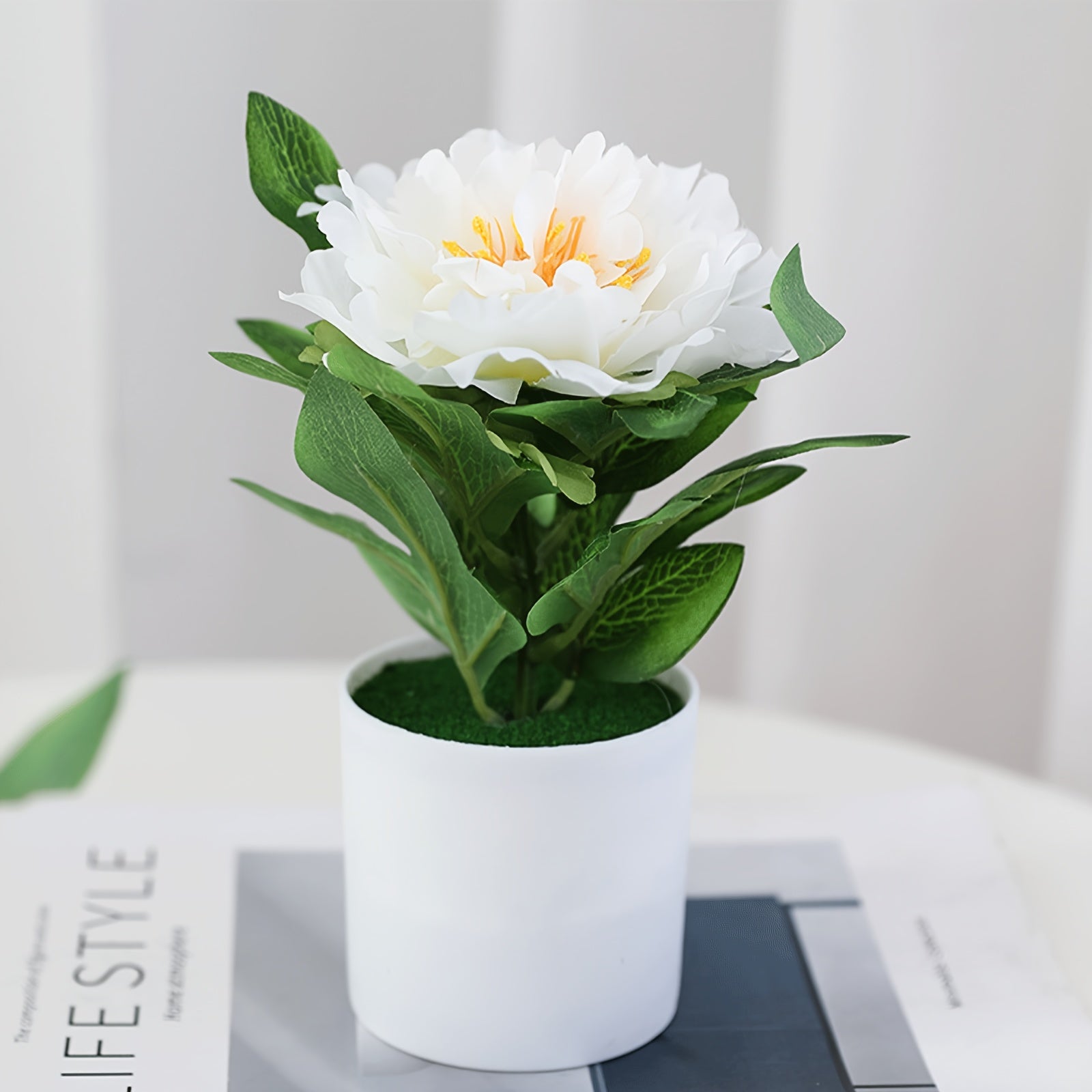 MOHUAGE Lifelike Artificial Peony in Pot - Perfect for Home & Office Decor, Ideal for Spring, St. Patrick&
