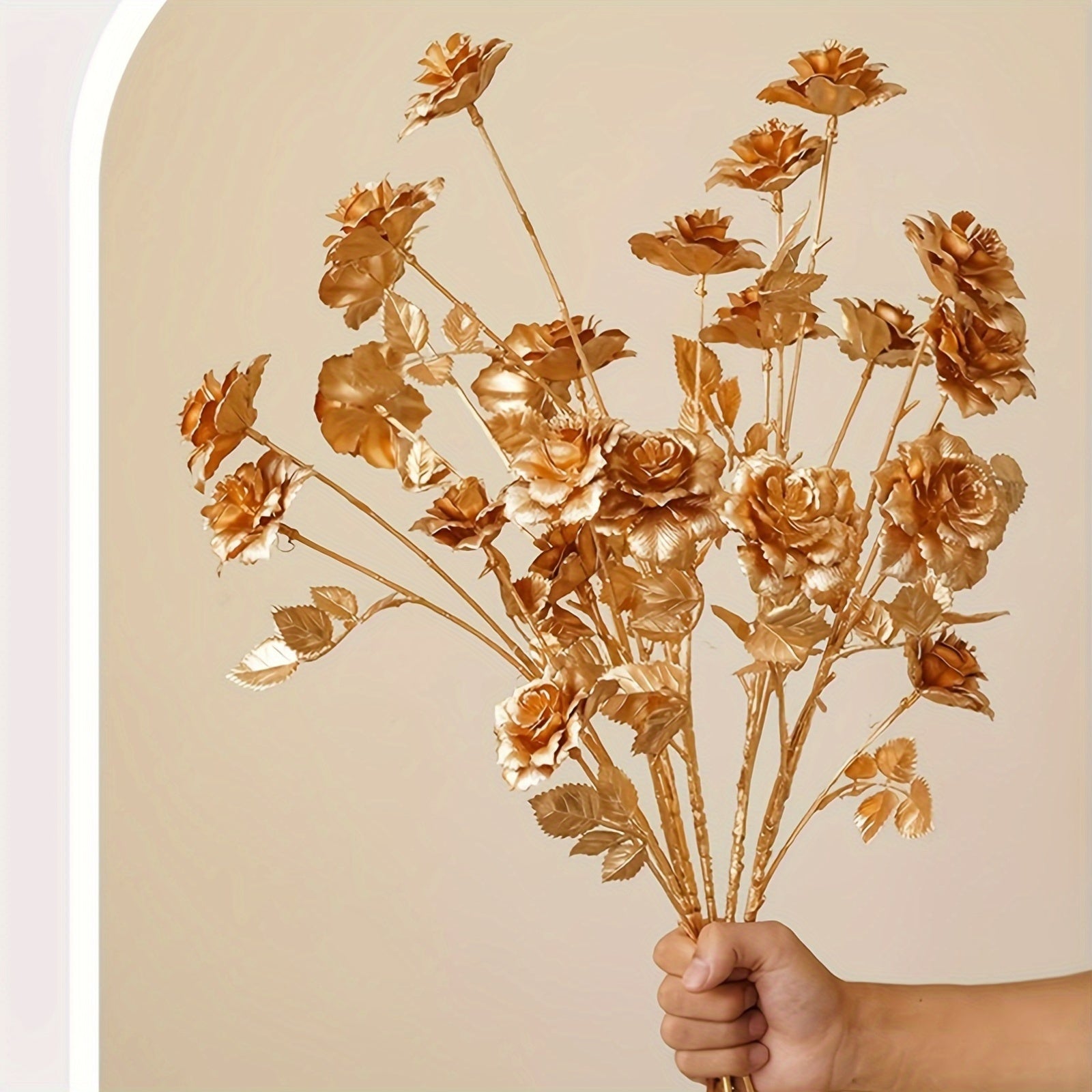4/8pcs Golden Artificial Hydrangea Flowers, Plastic Faux Plant Stems for Vase, Home Garden Wedding Party Decor, All-Season Spring Tabletop Decoration, Ideal for Christmas, Halloween, Easter, Valentine&