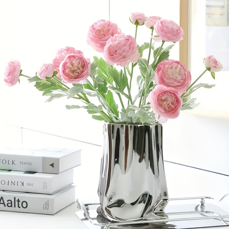 Boho Style 5pcs Real Touch Artificial Peony Bouquet - Plastic Faux Flowers for Home Office Decor, Floral Arrangements, Garden Decor, Mother&