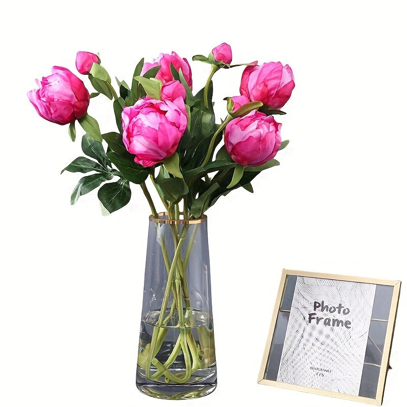 Classic Fabric Peony Artificial Flowers - 2 Pack Faux Peony Floral Stems for Home and Office Decor, Versatile Silk Peonies for Centerpieces, Engagements, and Seasonal Celebrations