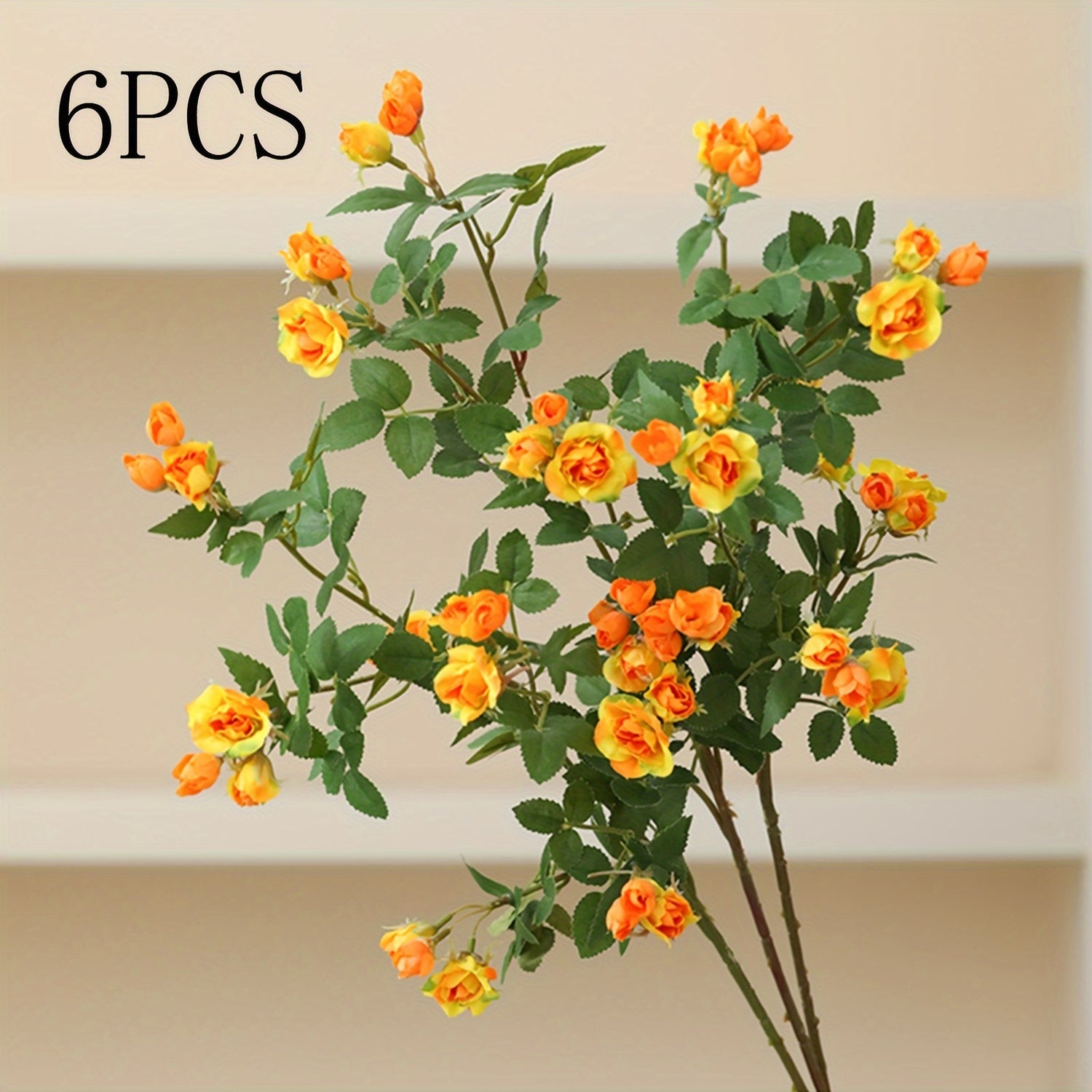 6pcs Lifelike Silk Rose Bouquet with Long Stems - Perfect for Valentine&
