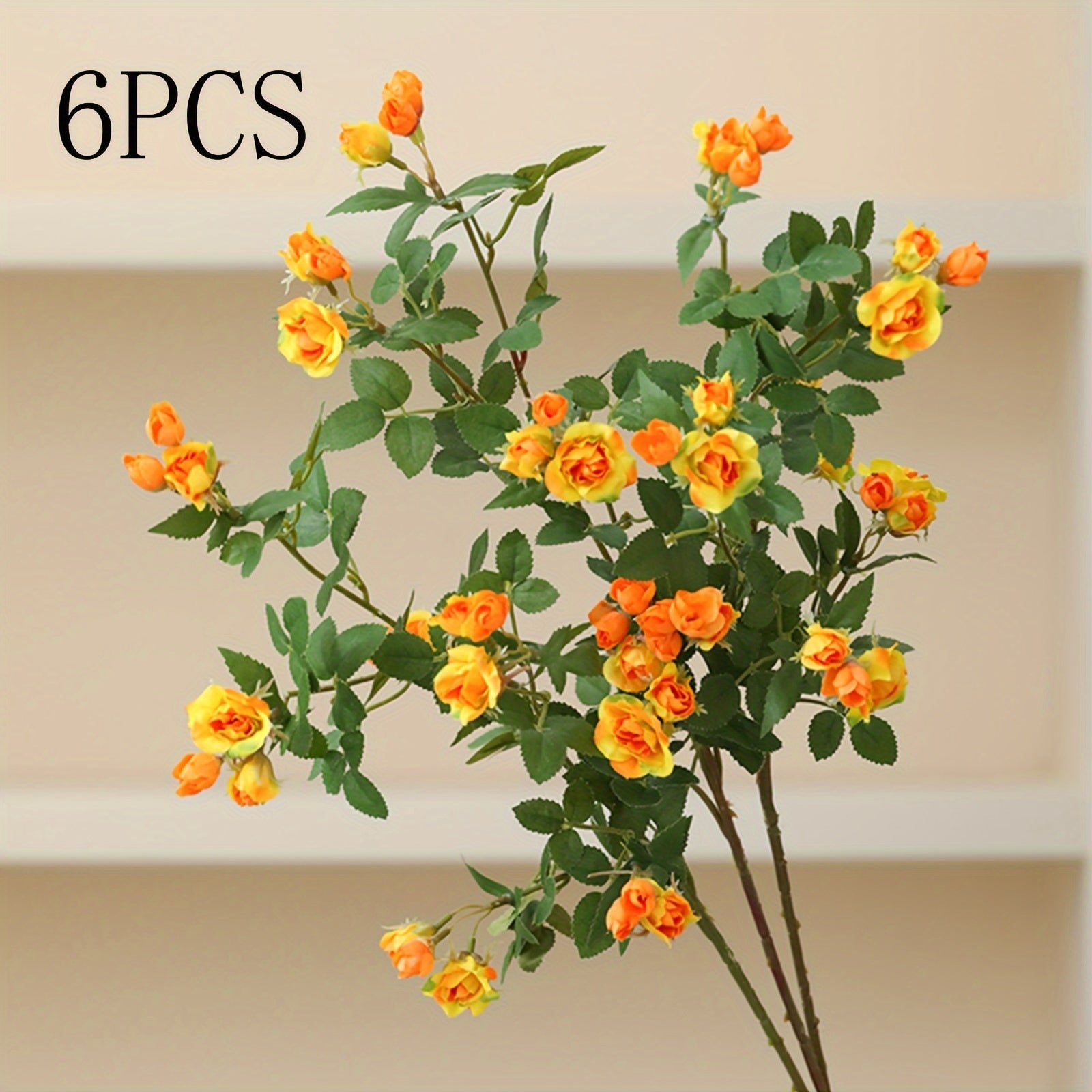 6pcs Lifelike Silk Rose Bouquet with Long Stems - Perfect for Valentine&