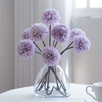 6pcs, Artificial Flowers, Table Tennis Chrysanthemum Autumn Dandelion, Chrysanthemum And Hydrangea Fake Flowers, For Family Living Room Table Decoration, Wedding Party Arrangements, Winter Christmas Home Decoration