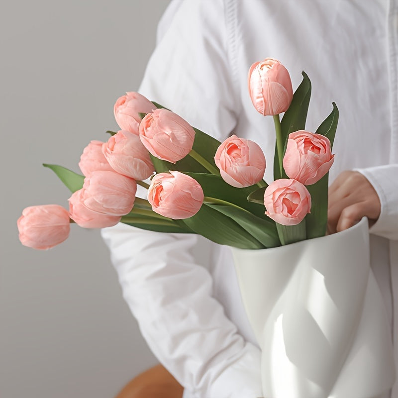 6pcs Lifelike Artificial Tulip Bouquet, Realistic Plastic Fake Flowers, for Wedding, Engagement, Home Decor, Tabletop Display, DIY Bouquets &amp; Home Accents, Mother&