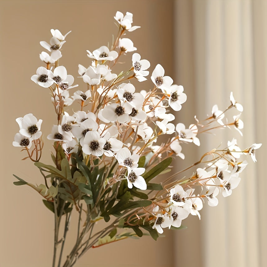 5pcs Artificial Silk Plum Blossom Stems, Faux Cherry Flowers with Realistic Petals, Home &amp; Wedding Party Decor, Fall Farmhouse Room Decor, Valentine&