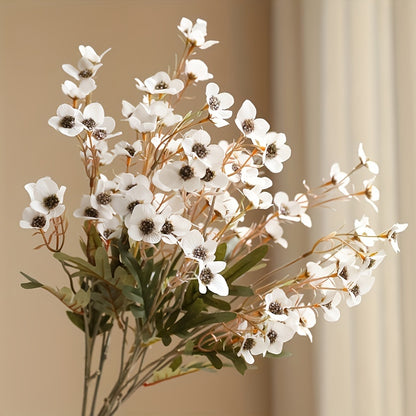 5pcs Artificial Silk Plum Blossom Stems, Faux Cherry Flowers with Realistic Petals, Home &amp; Wedding Party Decor, Fall Farmhouse Room Decor, Valentine&