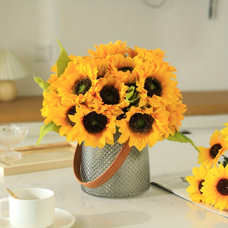 9 Head Sunflower Bouquet Artificial Flowers - Perfect for Home Decor, Weddings, and Festive Occasions
