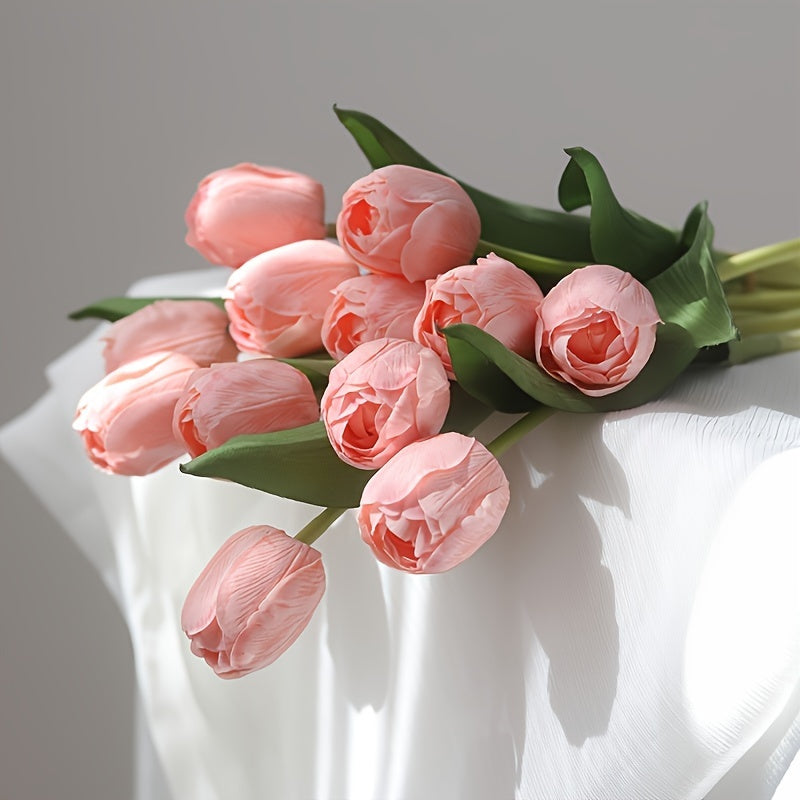 6pcs Lifelike Artificial Tulip Bouquet, Realistic Plastic Fake Flowers, for Wedding, Engagement, Home Decor, Tabletop Display, DIY Bouquets &amp; Home Accents, Mother&